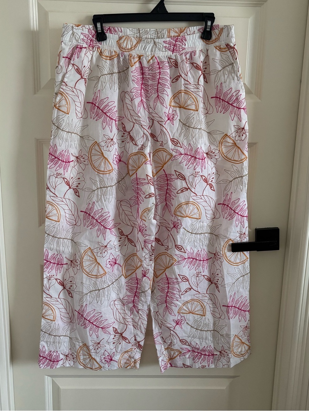 C&C California 100% Cotton Elastic Waist Pants with Pink and Orange